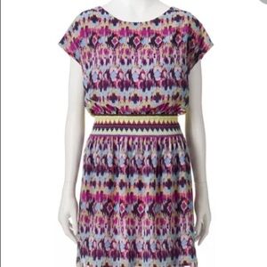 Fifth & Park bohemian short dress short sleeve aztec print